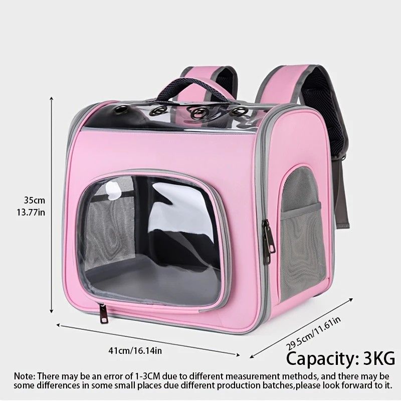Pet Backpack Portable Transparent Foldable Comfort Design Hands-Free Travel for Cats Small Dogs(grey)