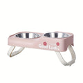 Dopamine Color Pet Bowl Set, Anti-Slip Adjustable Height Design for Small/Medium Dogs and Cats(pink)
