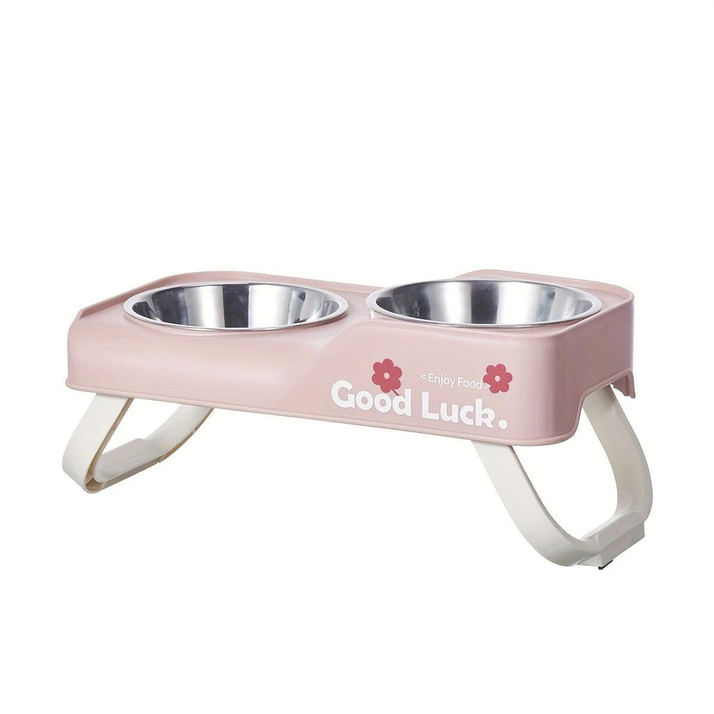 Dopamine Color Pet Bowl Set, Anti-Slip Adjustable Height Design for Small/Medium Dogs and Cats(pink)