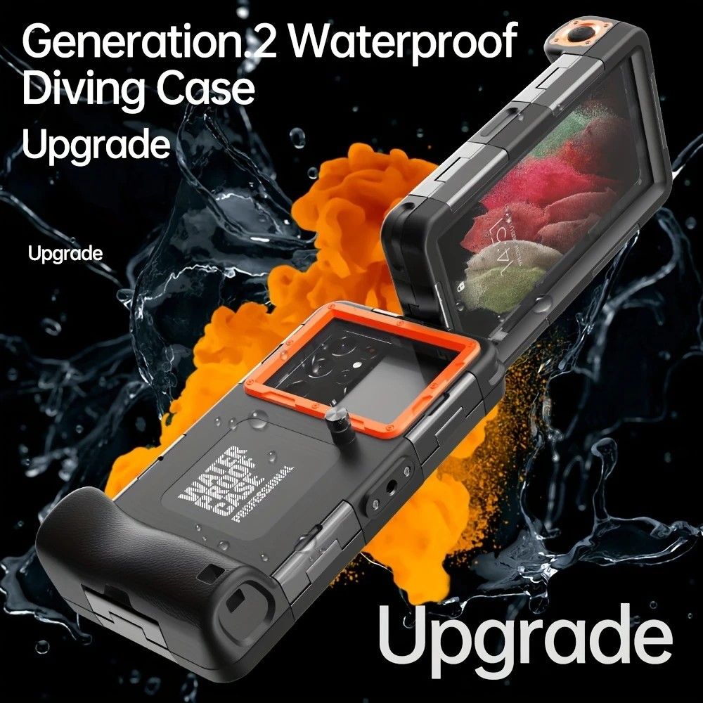 15m Waterproof Phone Case for Diving & Surfing - 1 Hour Underwater Shooting, Dual Seal, Zinc Alloy Buckle, Fits iPhone Samsung Xiaomi up to 6.9 Inch(BLACK+BLUE)