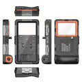15m Waterproof Phone Case for Diving & Surfing - 1 Hour Underwater Shooting, Dual Seal, Zinc Alloy Buckle, Fits iPhone Samsung Xiaomi up to 6.9 Inch(black+orange)