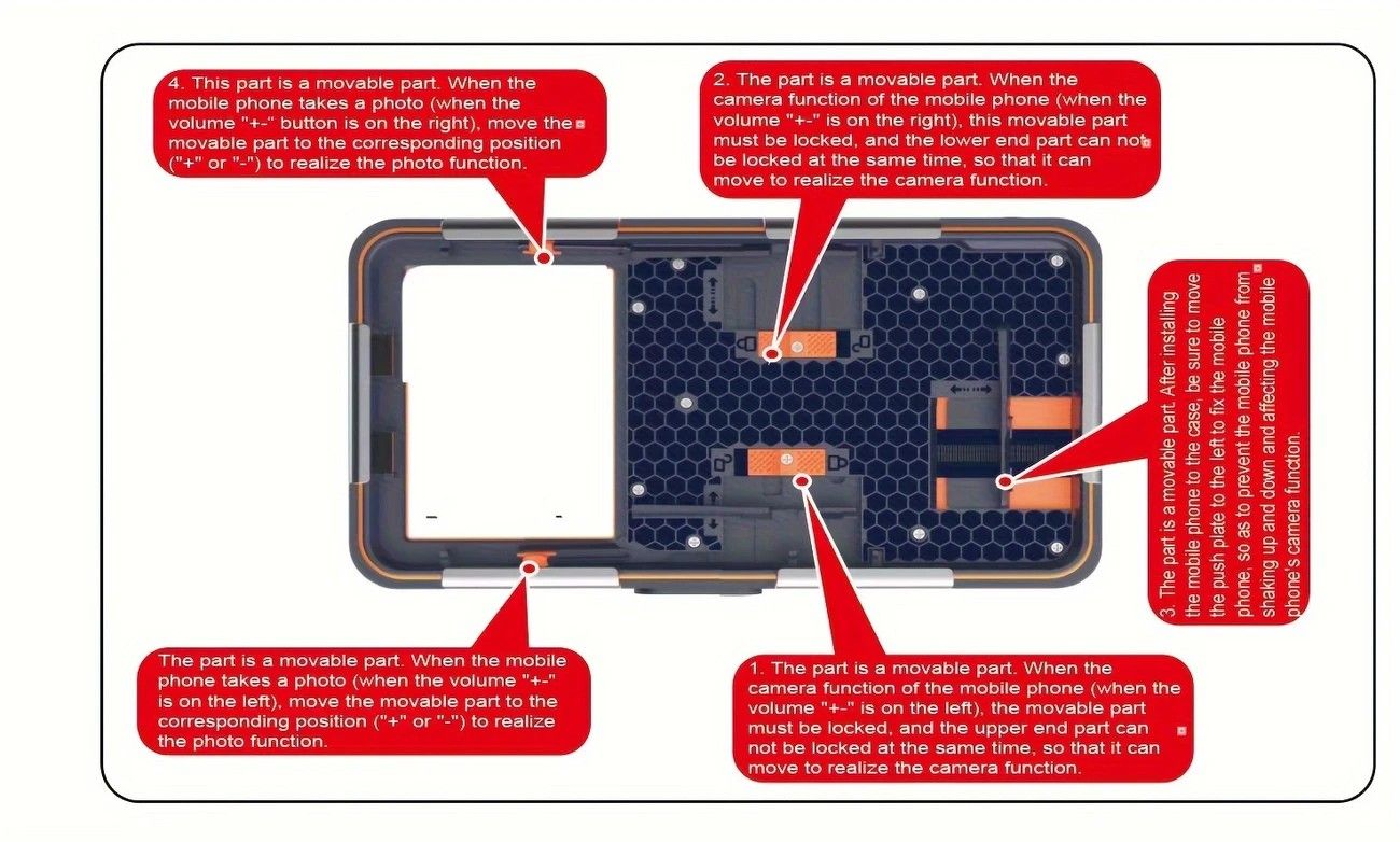 15m Waterproof Phone Case for Diving & Surfing - 1 Hour Underwater Shooting, Dual Seal, Zinc Alloy Buckle, Fits iPhone Samsung Xiaomi up to 6.9 Inch(black+orange)