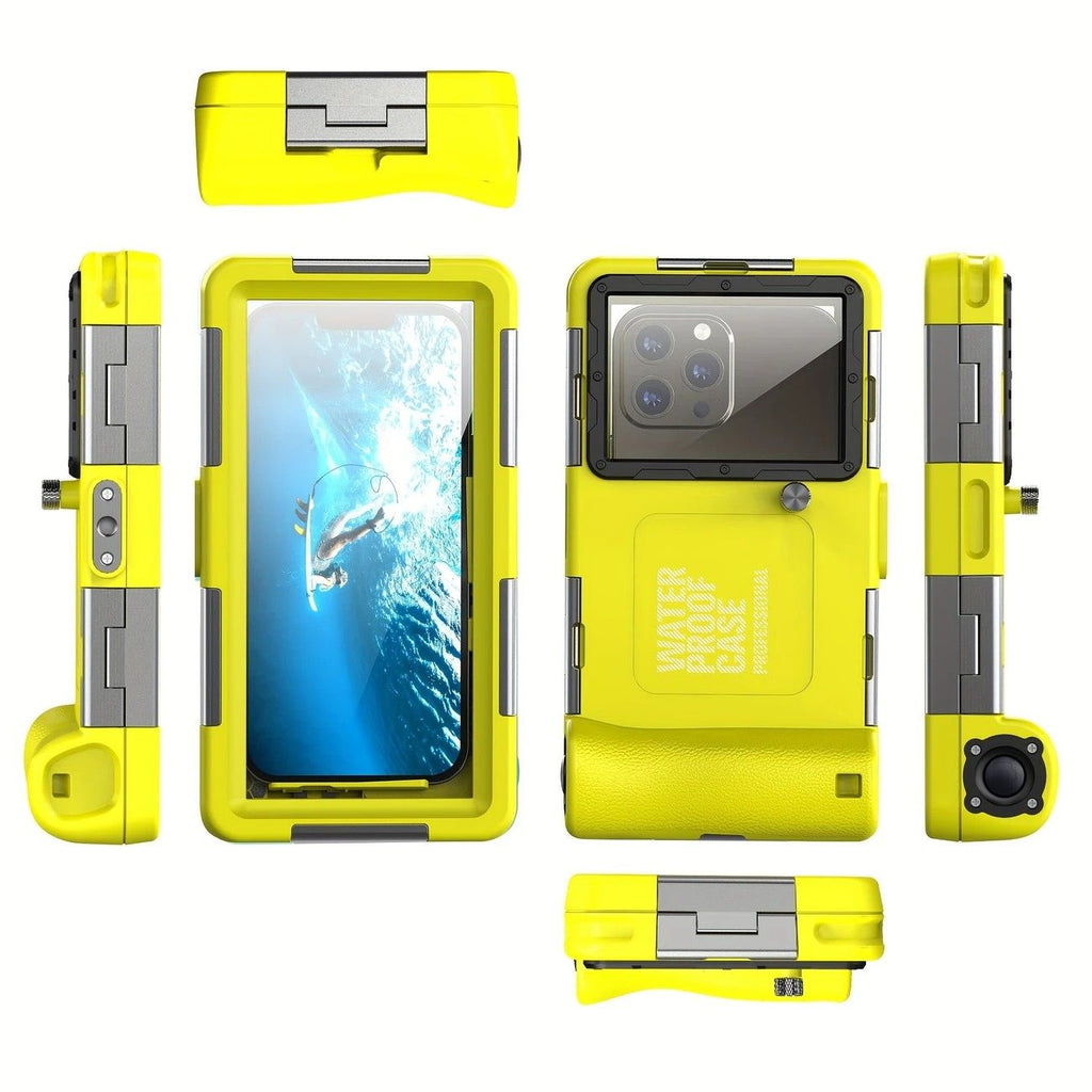 15m Waterproof Phone Case for Diving & Surfing - 1 Hour Underwater Shooting, Dual Seal, Zinc Alloy Buckle, Fits iPhone Samsung Xiaomi up to 6.9 Inch(black+orange)