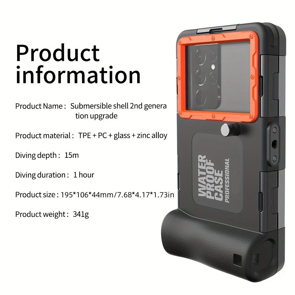 15m Waterproof Phone Case for Diving & Surfing - 1 Hour Underwater Shooting, Dual Seal, Zinc Alloy Buckle, Fits iPhone Samsung Xiaomi up to 6.9 Inch(yellow+black)