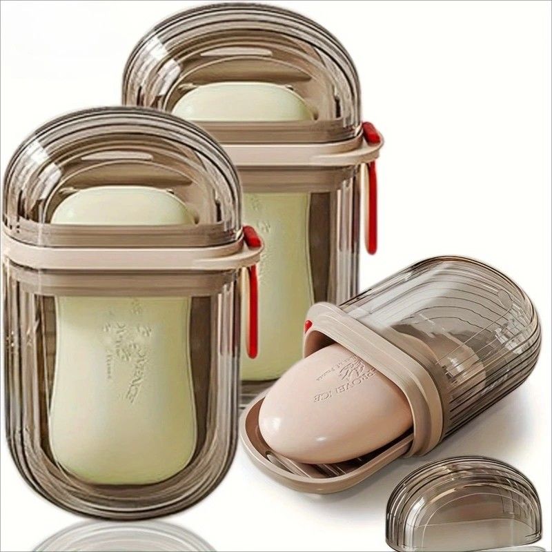 5PCS Portable Soap Case with Lid - Leak-proof Travel Soap Box, Compact Oval Soap Dispenser with Drain Holes, Transparent Lid for Easy Identification, Lightweight and Hygienic, Suitable for Camping, Gym, Bathroom, Kitchen - Durable PET Material, Bathroom S