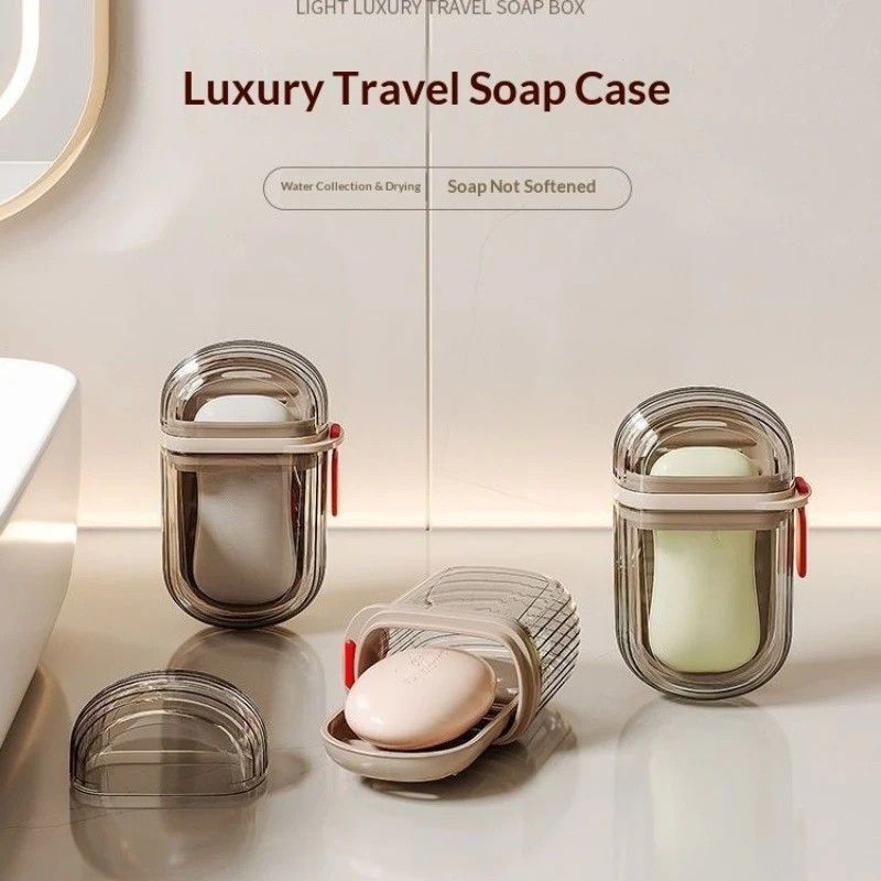 5PCS Portable Soap Case with Lid - Leak-proof Travel Soap Box, Compact Oval Soap Dispenser with Drain Holes, Transparent Lid for Easy Identification, Lightweight and Hygienic, Suitable for Camping, Gym, Bathroom, Kitchen - Durable PET Material, Bathroom S
