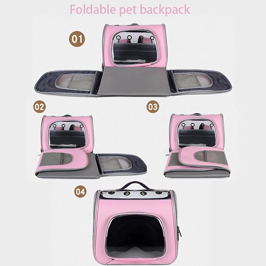 Pet Backpack Portable Transparent Foldable Comfort Design Hands-Free Travel for Cats Small Dogs(BLUE)