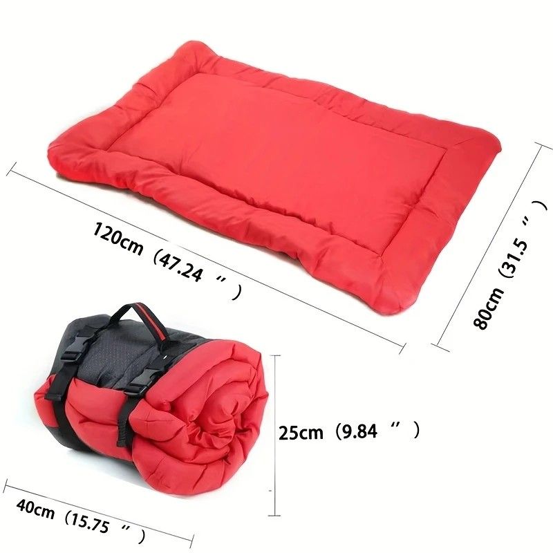High-Quality Pet Portable Moisture-Proof Mattress, 120x80cm Large Size, Foldable for Storage, Wear-Resistant and Waterproof, All-Season Use, Suitable for Indoor and Outdoor, Ideal for Both Cats and Dogs.red
