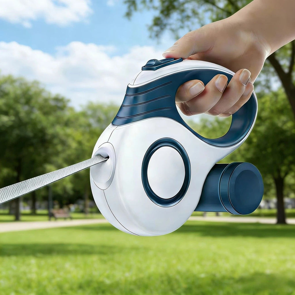 Multi-function Automatic Retractable Pet Leash: High-Strength Anti-Break, One-Click Lock, Comfortable Grip, Eco-Friendly Waste Disposal, 3 Meters/118.11 Inches for Secure Dog Walking(blue)