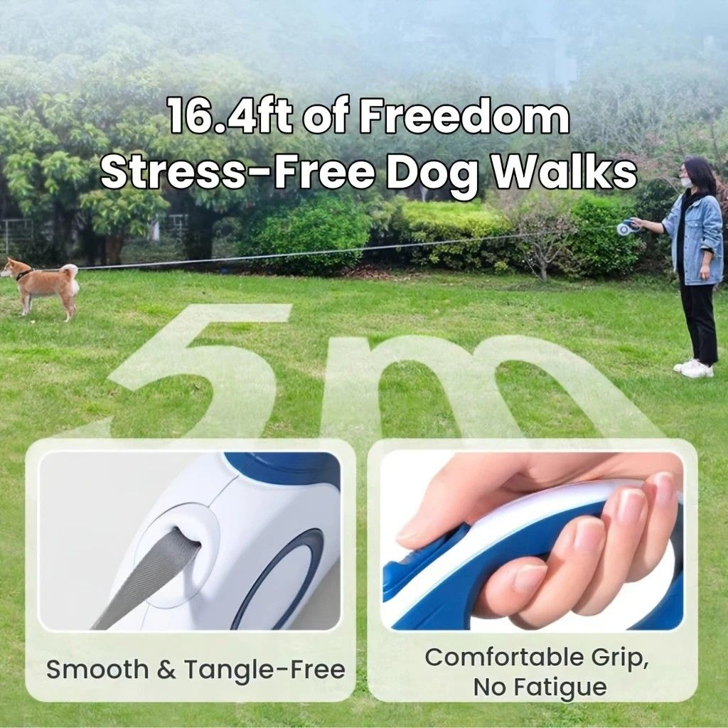 Multi-function Automatic Retractable Pet Leash: High-Strength Anti-Break, One-Click Lock, Comfortable Grip, Eco-Friendly Waste Disposal, 3 Meters/118.11 Inches for Secure Dog Walking(claret-red)