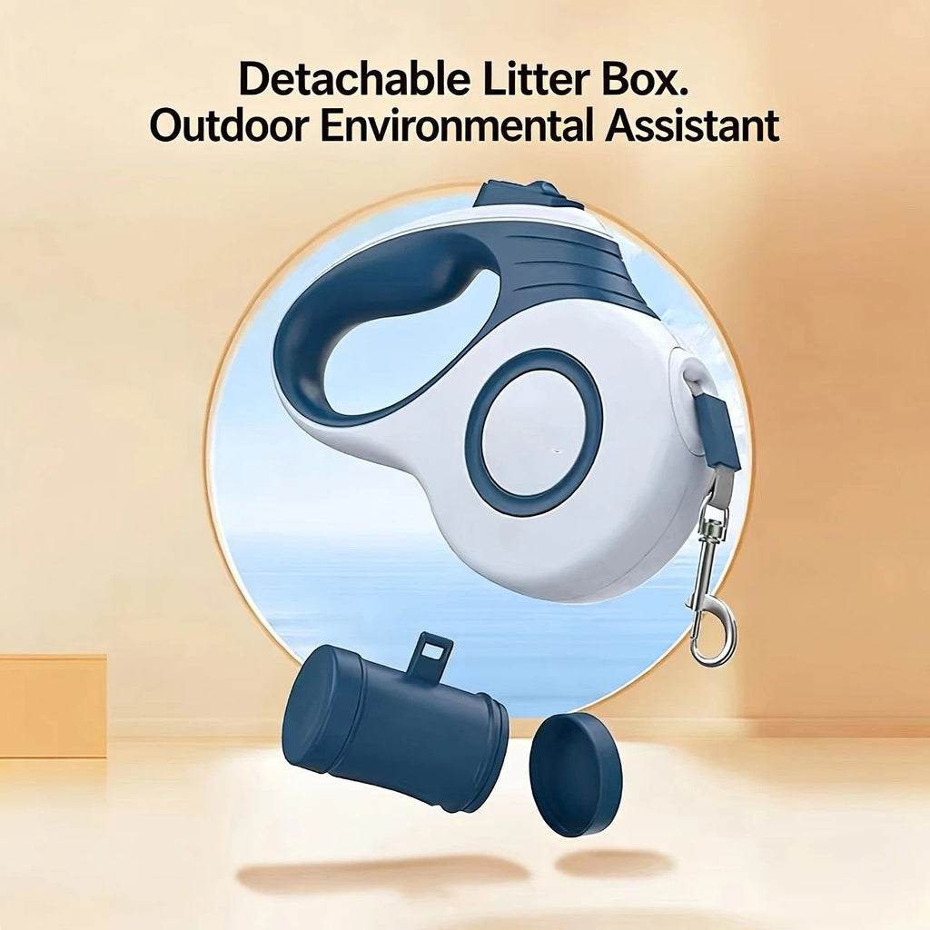 Multi-function Automatic Retractable Pet Leash: High-Strength Anti-Break, One-Click Lock, Comfortable Grip, Eco-Friendly Waste Disposal, 5 Meters/196.85 Inches for Secure Dog Walking(blue)