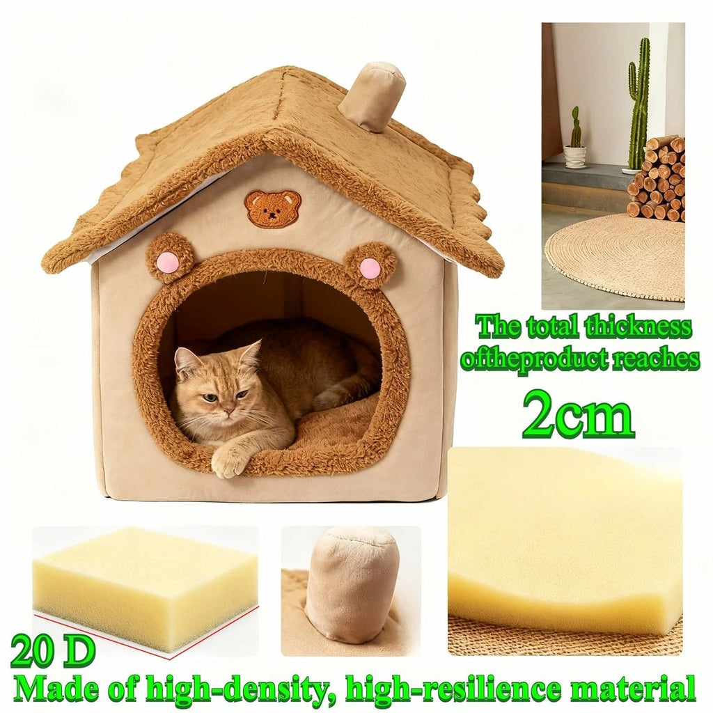 1 Pet Bed House for Cats, Detachable and Washable Cat House, Soft and Warm Winter Cat Bed, Small Dog Cave Nest( NO:M)