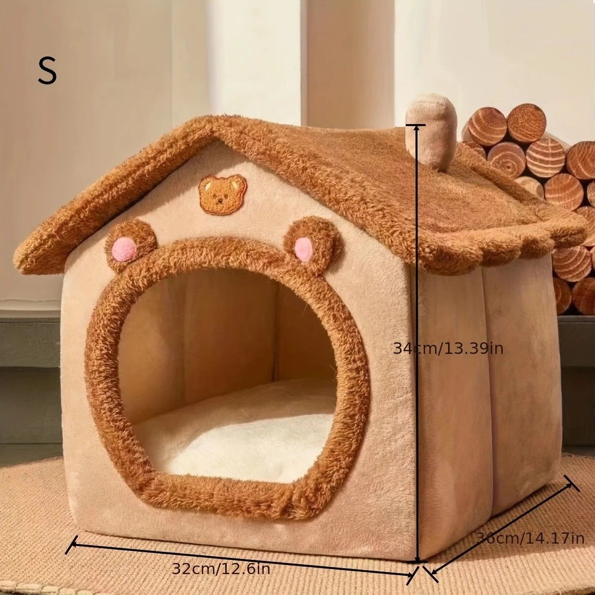1 Pet Bed House for Cats, Detachable and Washable Cat House, Soft and Warm Winter Cat Bed, Small Dog Cave Nest( NO:M)