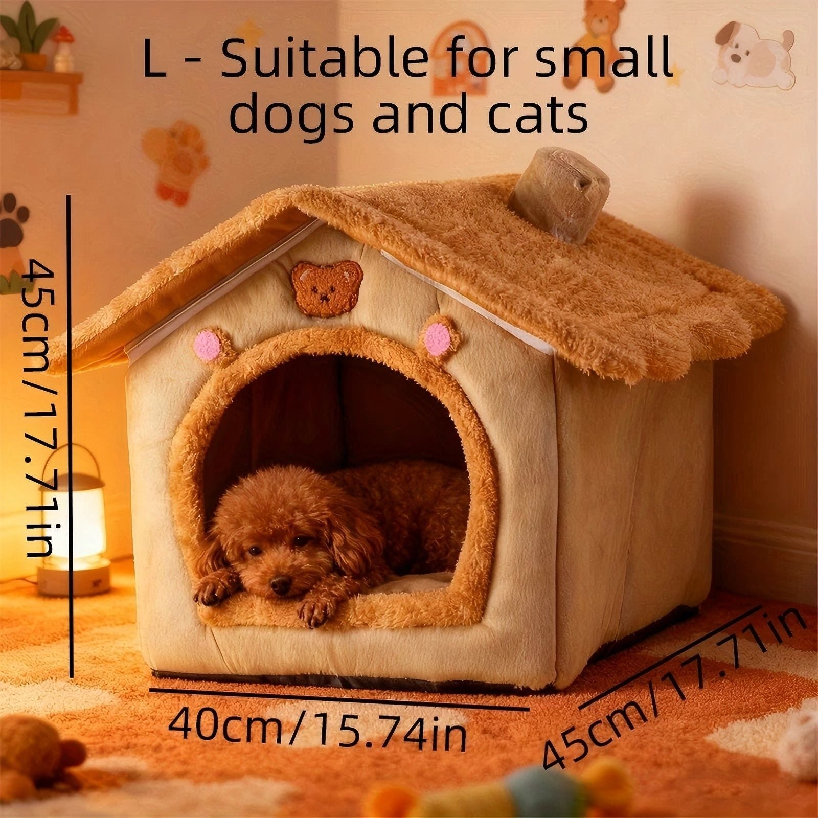 1 Pet Bed House for Cats, Detachable and Washable Cat House, Soft and Warm Winter Cat Bed, Small Dog Cave Nest( NO:M)