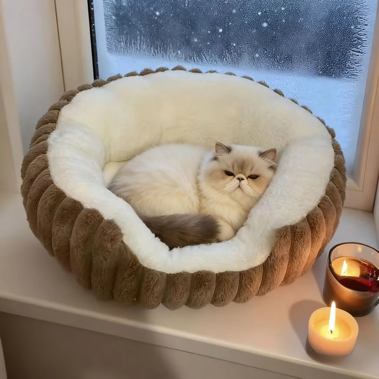 Pet owners are searching: Winter thick rabbit fur pet bed, ultimate cold-proof warmth solution(pink   No. M)