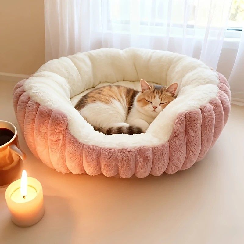 Pet owners are searching: Winter thick rabbit fur pet bed, ultimate cold-proof warmth solution(brown  NO:M)