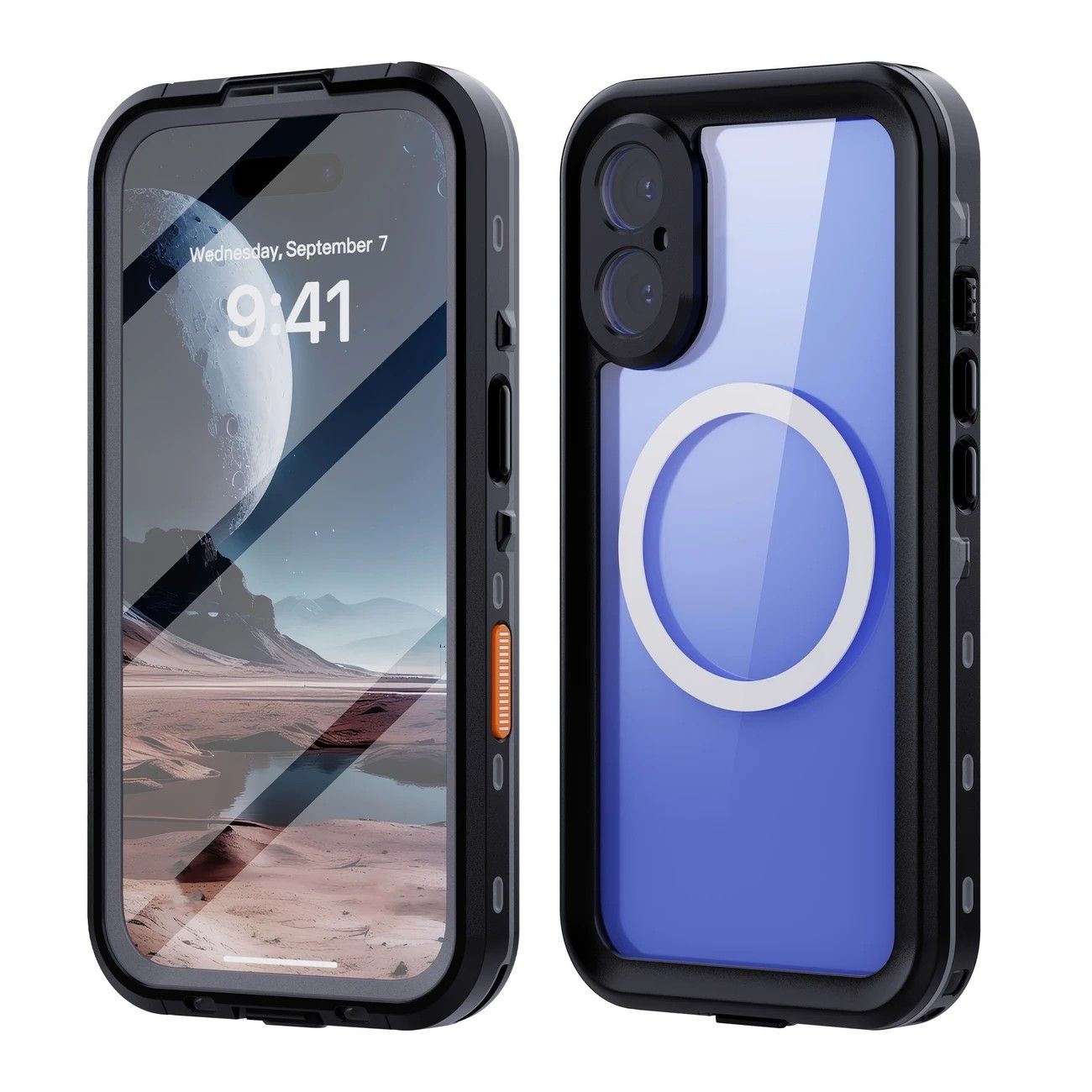 iPhone 16 Pro Max Waterproof Phone Case IP68 Drop Protection Snow Dust Resistant with Lanyard for Swimming Skiing Off Road Adventures(blue)
