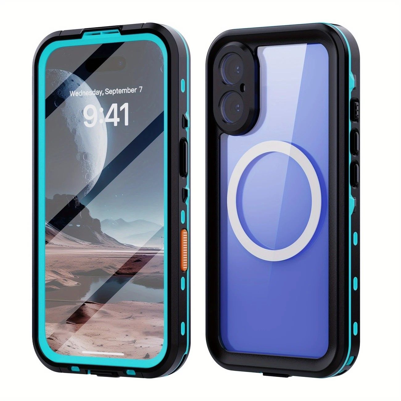 iPhone 16  Waterproof Phone Case IP68 Drop Protection Snow Dust Resistant with Lanyard for Swimming Skiing Off Road Adventures(blue)