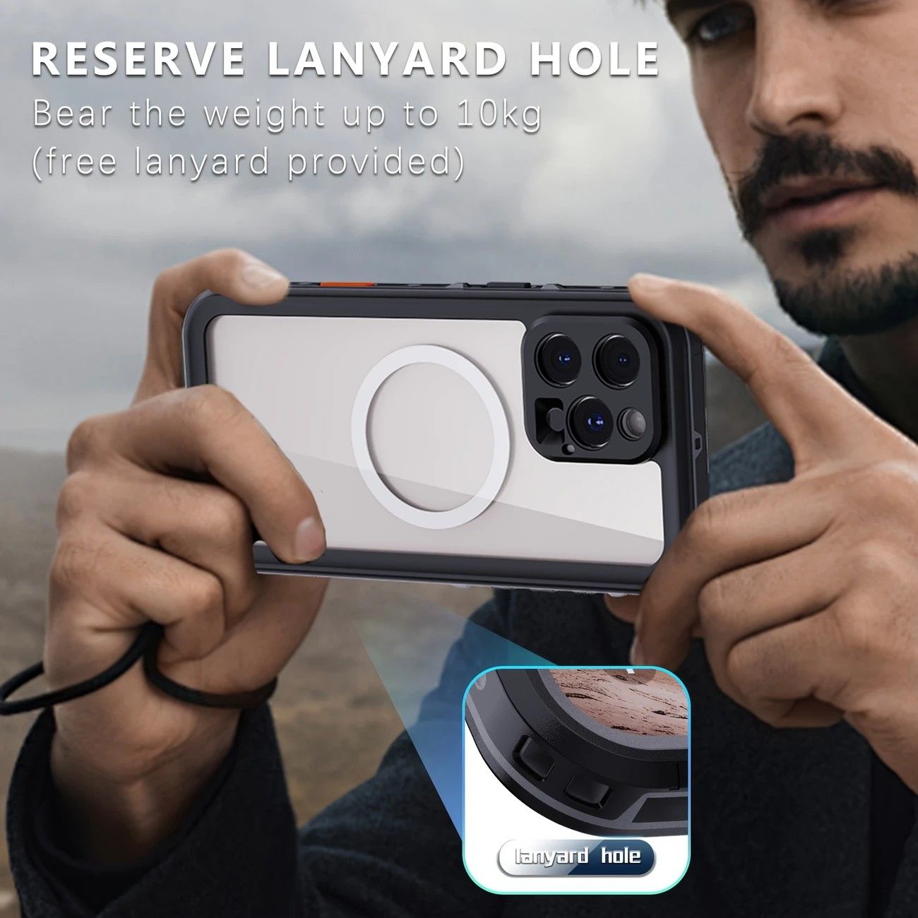 iPhone 16  Waterproof Phone Case IP68 Drop Protection Snow Dust Resistant with Lanyard for Swimming Skiing Off Road Adventures(blue)