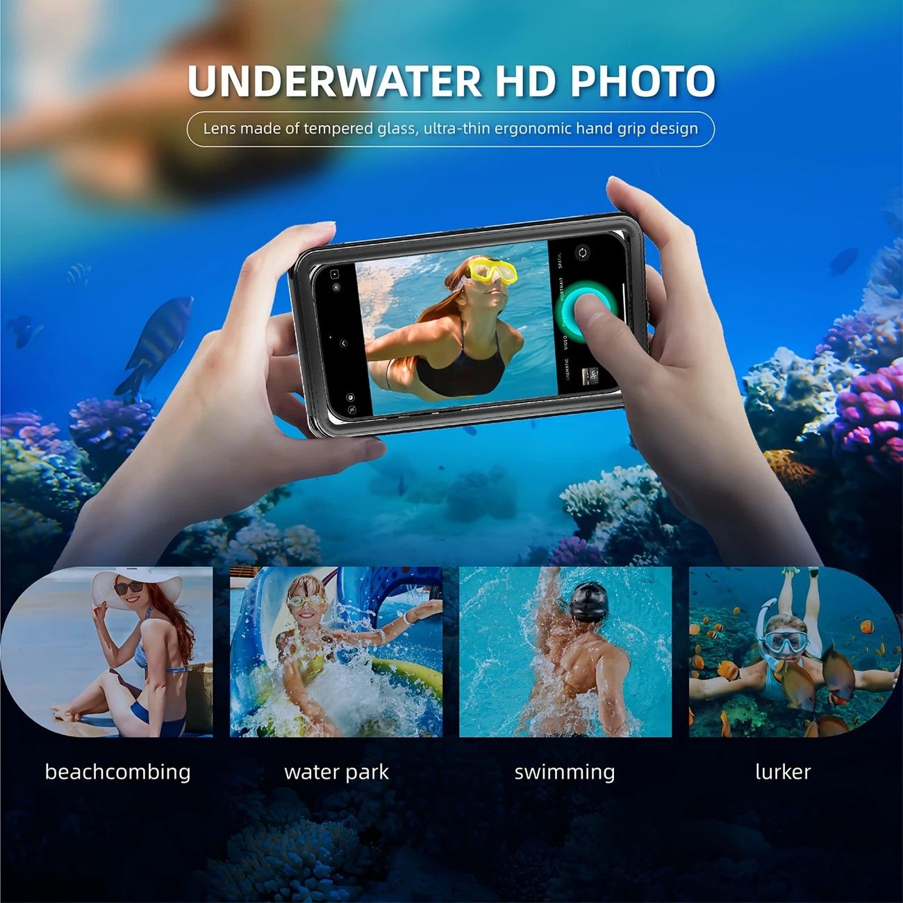 Newly Upgraded IPX8 Diving Phone Case, 15m Waterproof, 6.9-inch Universal, Surfing Swimming Underwater Photography, Shockproof and Scratch-Resistant.black