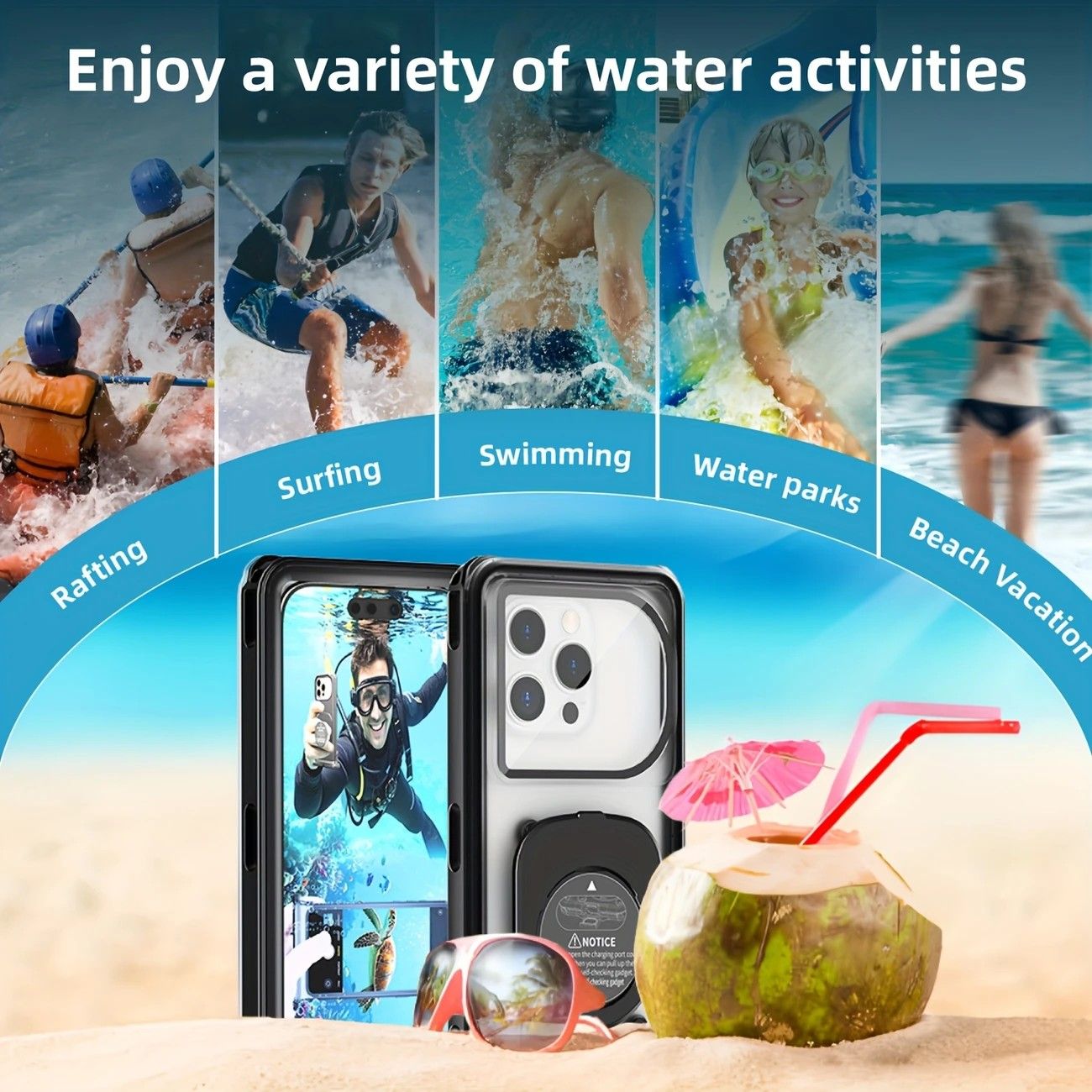 Newly Upgraded IPX8 Diving Phone Case, 15m Waterproof, 6.9-inch Universal, Surfing Swimming Underwater Photography, Shockproof and Scratch-Resistant.black