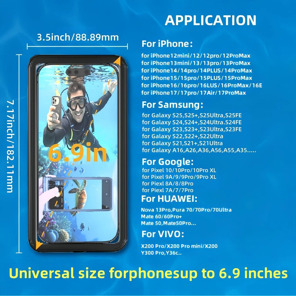Newly Upgraded IPX8 Diving Phone Case, 15m Waterproof, 6.9-inch Universal, Surfing Swimming Underwater Photography, Shockproof and Scratch-Resistant.light GREEN