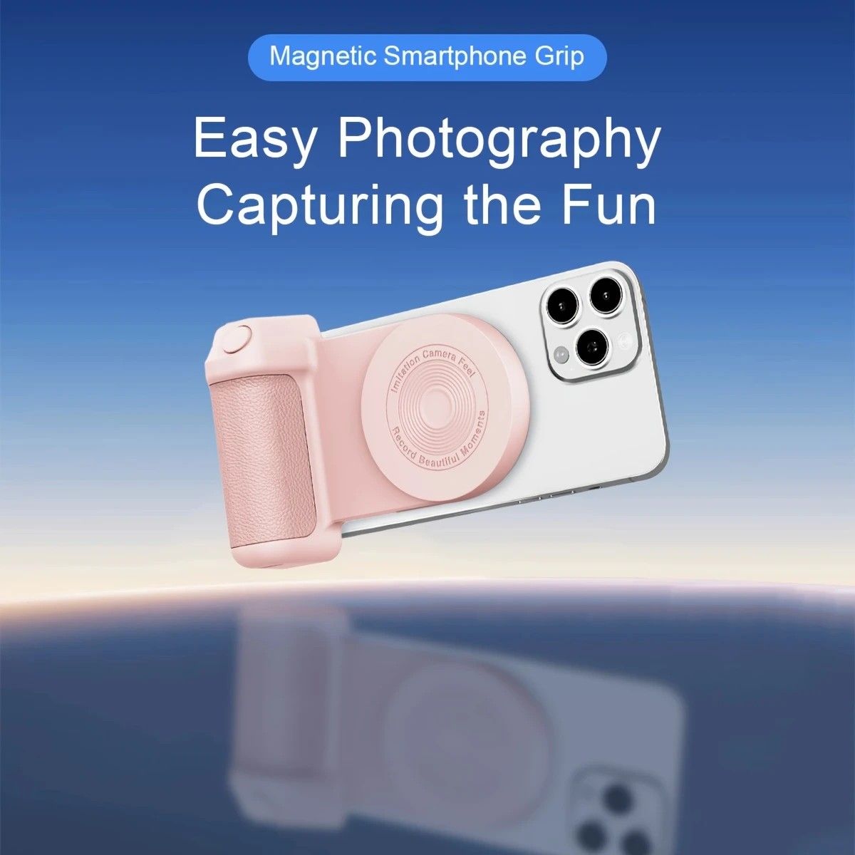 Magnetic Phone Photography Grip | Compatible with iPhone & Android, 360° Fill Light with Bluetooth Remote, Ideal for Live Streaming & Vlogging