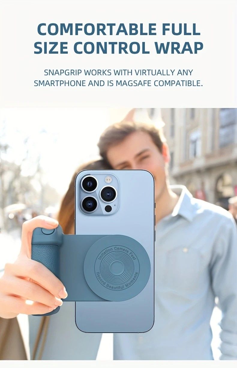 Magnetic Phone Photography Grip | Compatible with iPhone & Android, 360° Fill Light with Bluetooth Remote, Ideal for Live Streaming & Vlogging