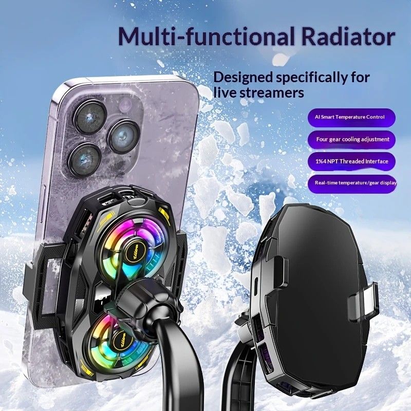 New Dual-Fan Phone Cooler with Digital Display – Designed for Gamers and Live Streamers.
