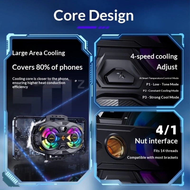 New Dual-Fan Phone Cooler with Digital Display – Designed for Gamers and Live Streamers.