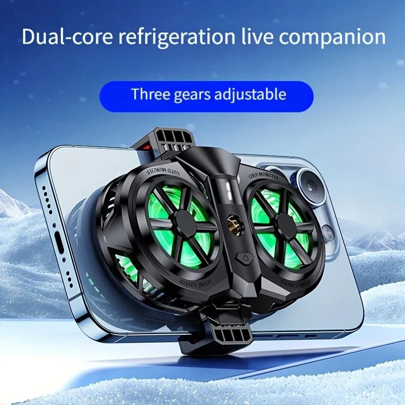 Semiconductor Cooling Fan Back Clip, Instant 3-Second Cooling, Large Area Heat Dissipation, Compatible with All Phone Models, Unobstructed Camera View for Live Streaming & Gaming.（Digital display model）