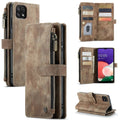 Compatible with Samsung Galaxy A22 5G Case Wallet Durable PU Leather Magnetic Flip Zipper Card Holder - Brown Brown ingen_max