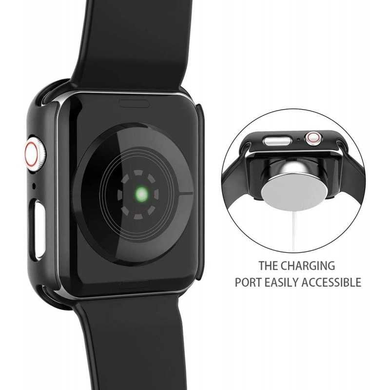 2-PACK Compatible with Apple Watch 40mm Shockproof Case 9H Tempered Glass 2in1 Rose Gold