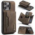 High-quality magnetic iPhone case with card pocket, magnetic split mobile phone case Combination-Coffee Combination-Coffee Combination-Coffee IP16 Pro