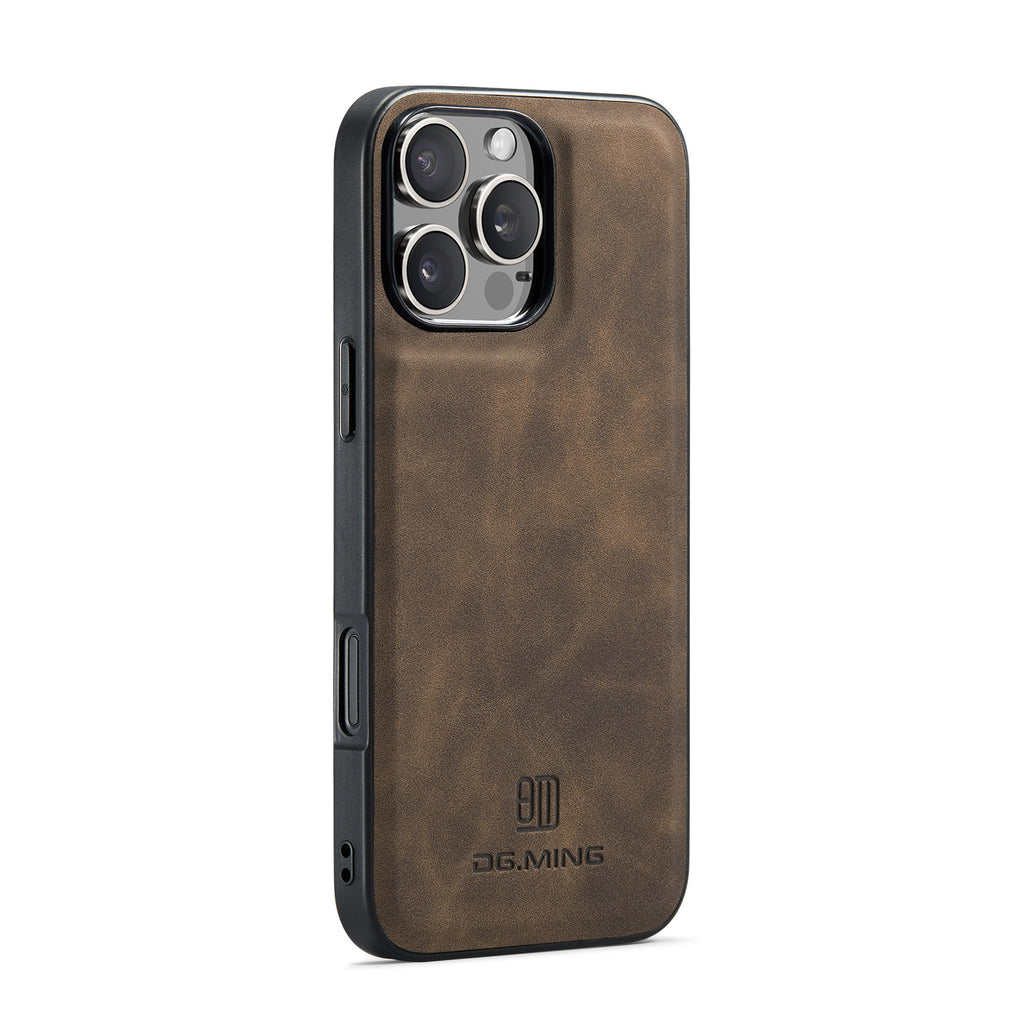 High-quality magnetic iPhone case with card pocket, magnetic split mobile phone case Combination-Coffee Combination-Coffee Combination-Coffee IP16 Pro