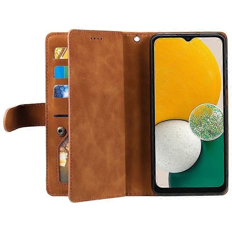 Compatible Case for Samsung Galaxy A26 5G PU Leather Phone Case with Zipper Wallet 9 Card Slots-Perfect Brown