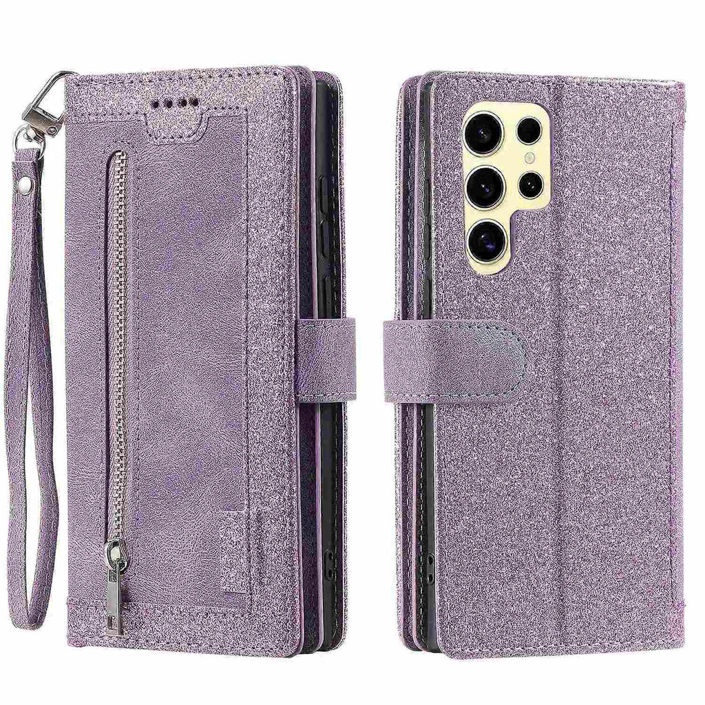 Samsung Galaxy S25 Ultra Mobile Case PU Leather Phone Cover with Zipper Wallet 9 Card Slots - Perfect Style F Style F