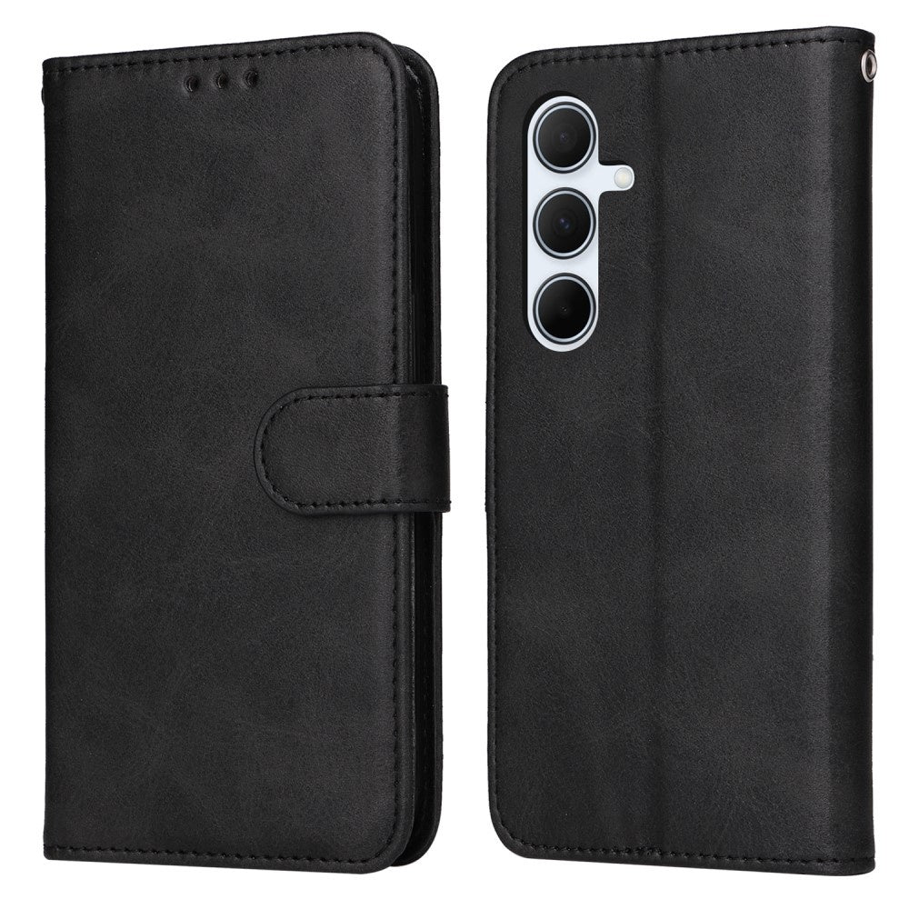 SKALO Samsung A56 5G PU Leather Wallet Case - Multiple Colors Black_max Black