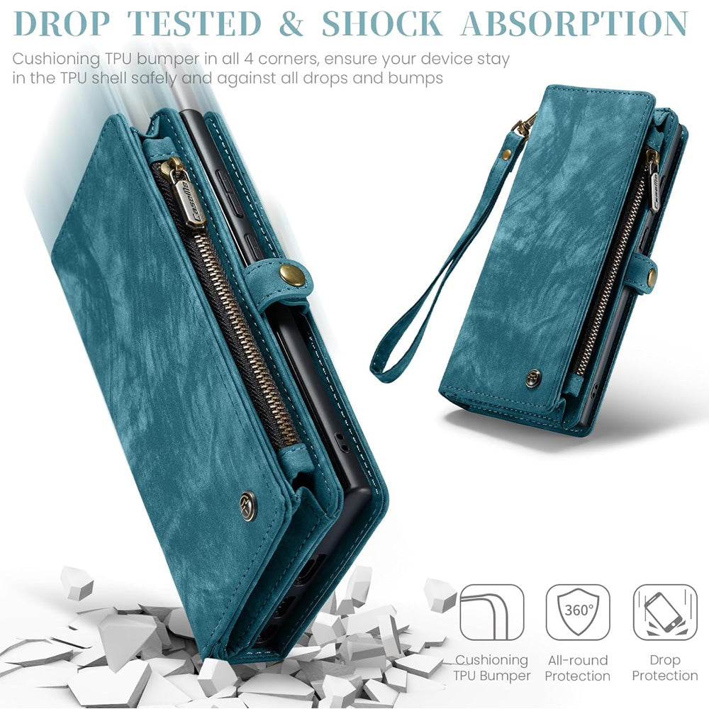 Retro Leather Wallet Case with Card Holder & Magnetic Closure for iPhone 16 & Samsung, Dark Pink Dark Pink \u4e09\u661fS25