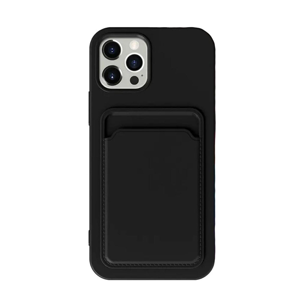 iPhone 13 Silicone Case with Card Holder - Black Black
