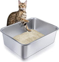 Stainless Steel Cat Litter Box - Large Metal High-Sided Pan for Cats, Pets, Non-Stick, Odor-Free, Easy to Clean, Splash-Proof, Durable (20" L x 13.8" W x 6" H)