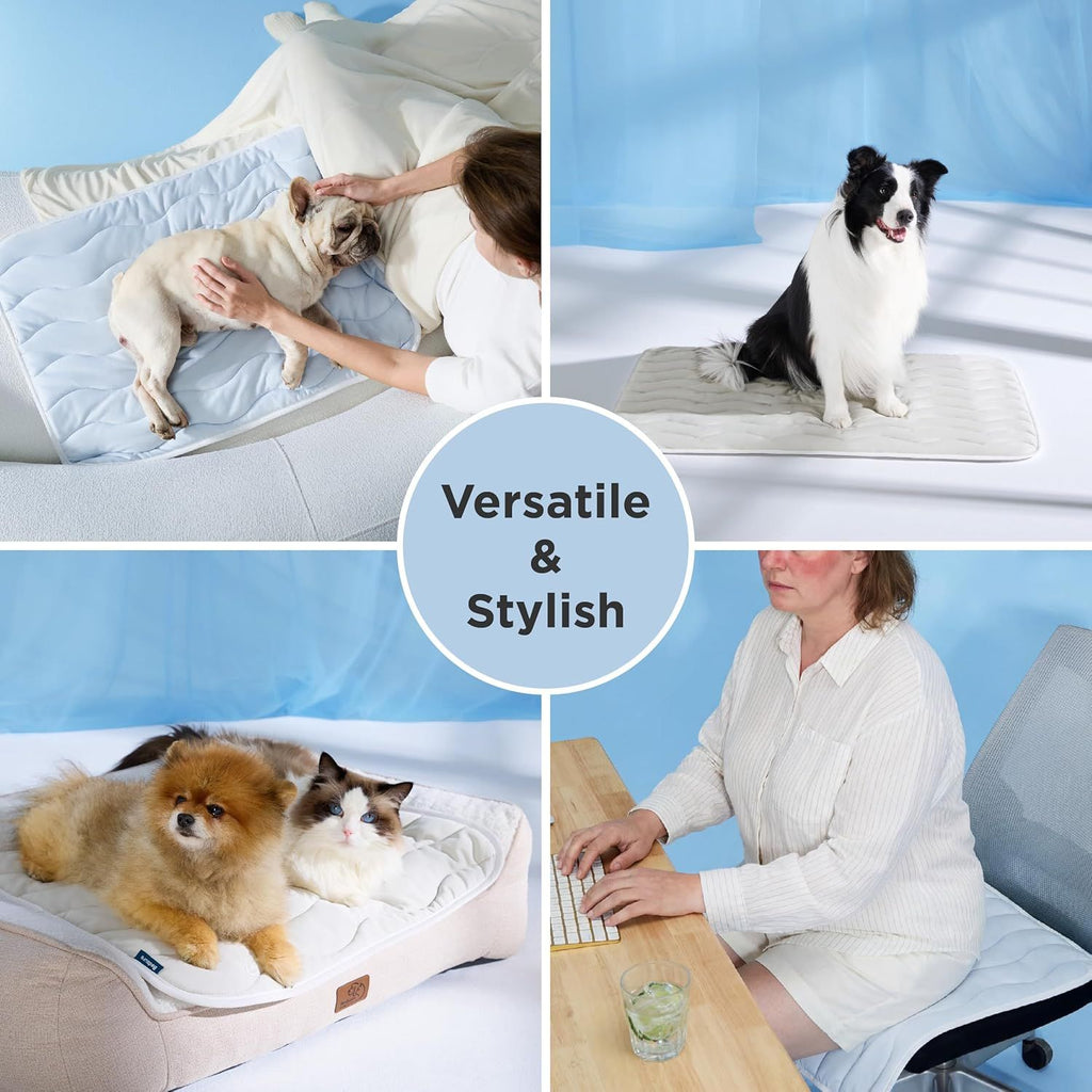 Cooling Mat Medium Size Dog - Q-Max>0.4 Thin Breathable Cooling Crate Pad Indoor for Pet with Chill Cool Fiber as Cooling Topper，Portable Washable Kennel Mat in Outdoor Summer, 29x21, Blue