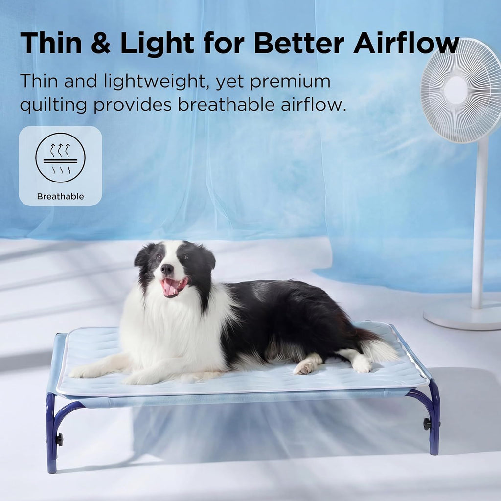 Cooling Dog Mat Extra Large - Q-Max>0.4 XL Thin Breathable Cold Crate Pad Indoor for Pets with Chill Cool Fiber as Cooling Topper，Portable Washable Kennel Mat in Outdoor Summer, 41x28, Blue