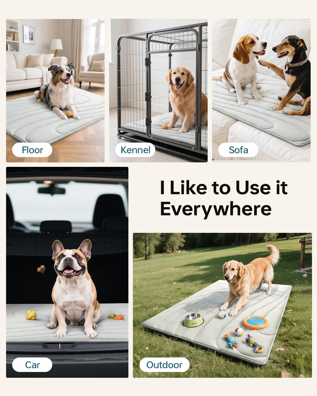 Cooling Mat for Dogs, 36"x23" Self-Cooling Dog Bed with Arc-Chill Technology 3.0, Non-Slip Washable Pet Cooling Pad for Small & Medium Dogs, Indoor Outdoor Kennel Floor Use - Grey