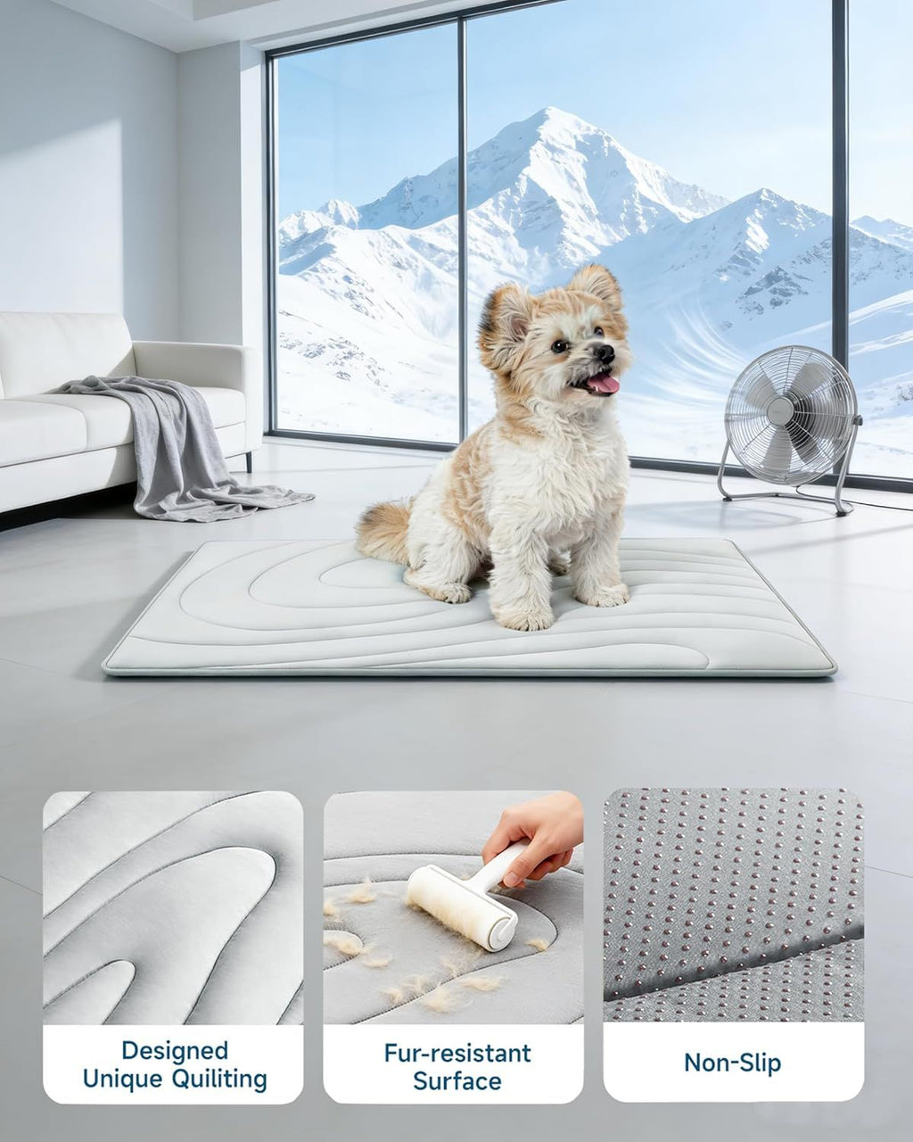 Cooling Mat for Dogs, 59" x 40" Self-Cooling Dog Bed with Arc-Chill Technology 3.0, Non-Slip Washable Pet Cooling Pad for X-Large Dogs, Indoor Outdoor Kennel Floor Use - Grey