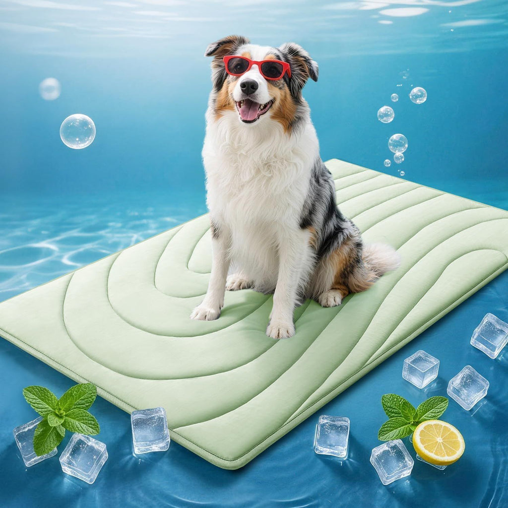 Cooling Mat for Dogs, 48" x 28" Self-Cooling Dog Bed with Arc-Chill Technology 3.0(QMAX>0.5), Non-Slip Washable Pet Cooling Pad for Large Dogs, Indoor Outdoor Floor Mat - Green