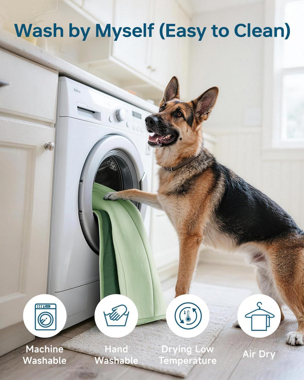 Cooling Mat for Dogs, 59" x 40" Self-Cooling Dog Bed with Arc-Chill Technology 3.0(QMAX>0.5), Non-Slip Washable Pet Cooling Pad for X-Large Dogs, Indoor Outdoor Floor Mat - Green