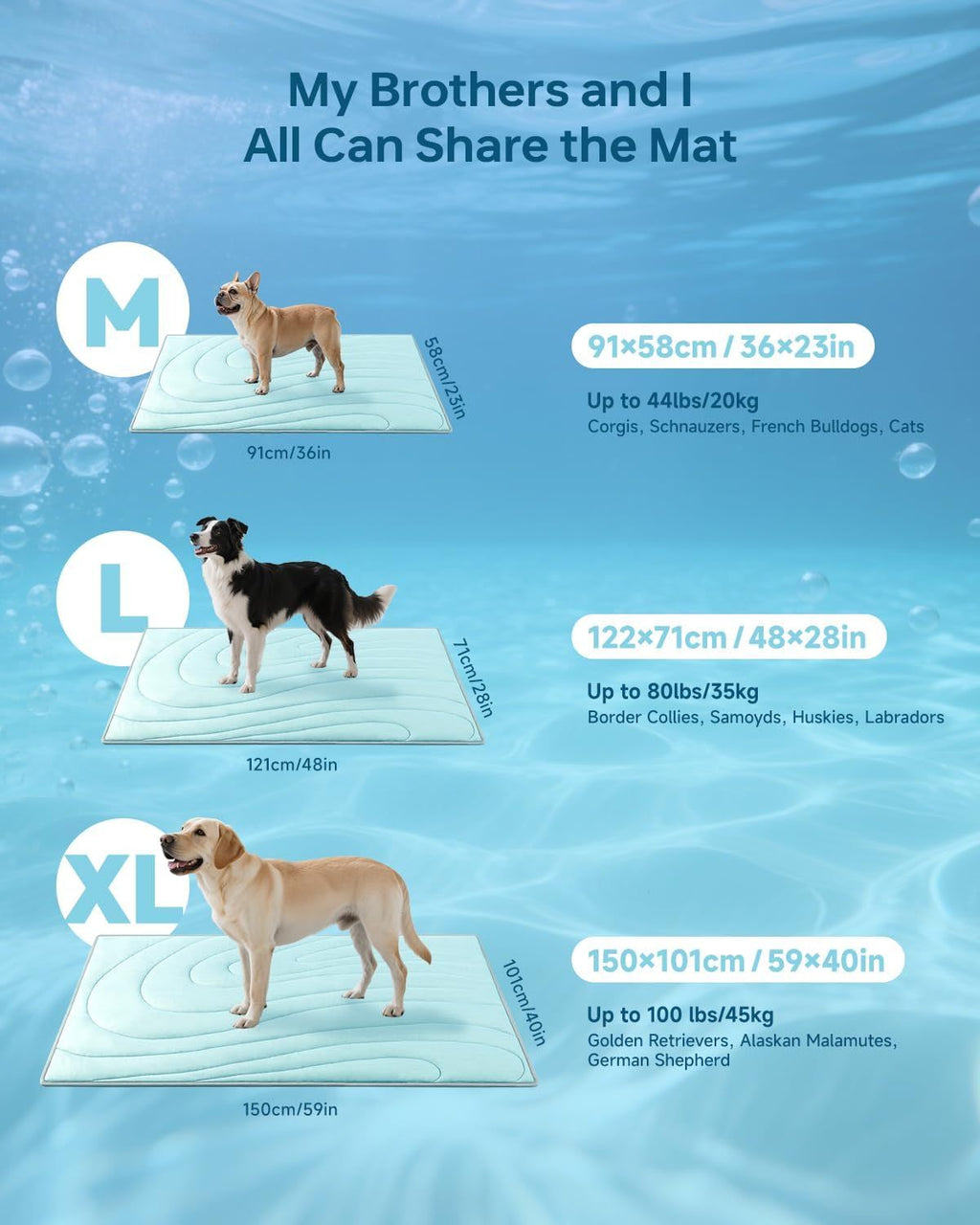 Cooling Mat for Dogs, 48"x28" Self-Cooling Pet Bed - Advanced Arc-Chill Technology 3.0 (QMAX>0.5) for Instant Cool, Non-Slip Washable Floor Mat for Large Dogs, Indoor Outdoor Use - Blue