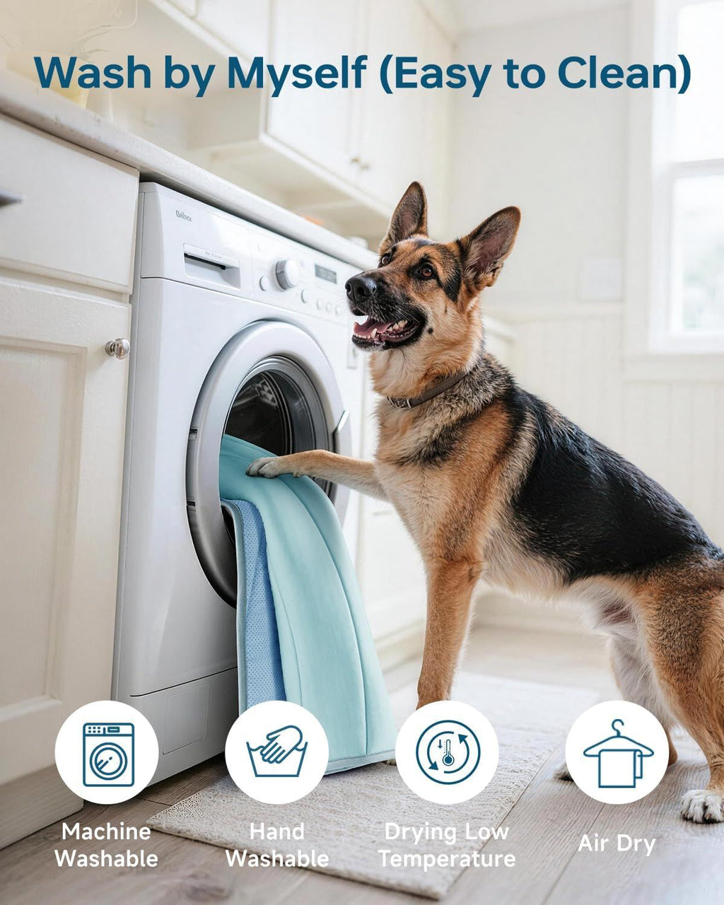 Cooling Mat for Dogs, 48"x28" Self-Cooling Pet Bed - Advanced Arc-Chill Technology 3.0 (QMAX>0.5) for Instant Cool, Non-Slip Washable Floor Mat for Large Dogs, Indoor Outdoor Use - Blue