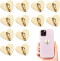 12 Pcs Phone Charm Hook Heart-Shaped Universal Adhesive Metal Hook Phone Keychain Hook Surface Plating Heart Cell Phone Ring Holder Suitable for Cell Phone Case Tablet DIY Hanging Accessories (Gold)